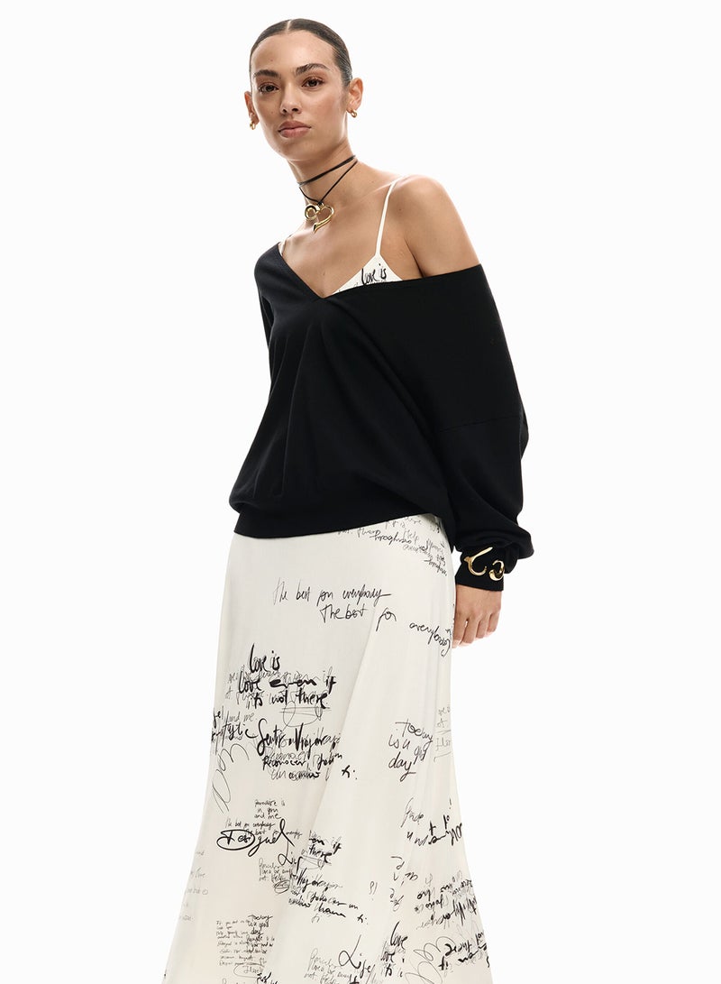 DESIGUAL Long Fitted Strappy Dress With Combined Lettering Print - Image 2