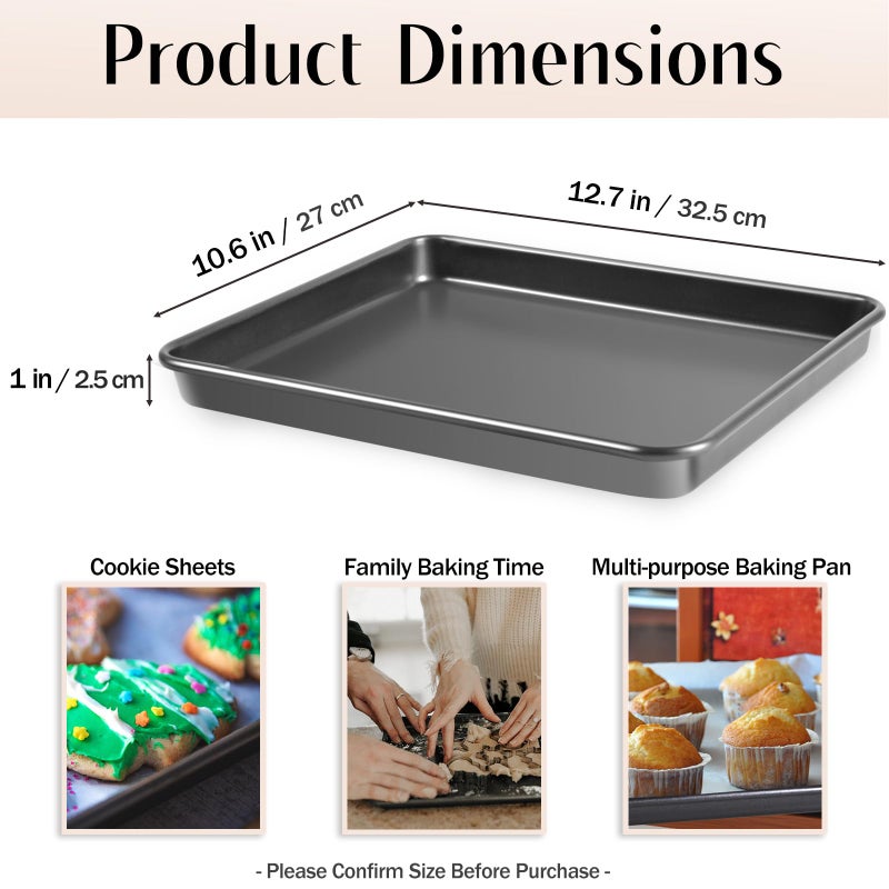 Kazozobi 12.7-Inch Nonstick Baking Sheets & Cookie Trays For Oven  2-Pack Pfoa Free Baking Pans Set (Black) - Image 2