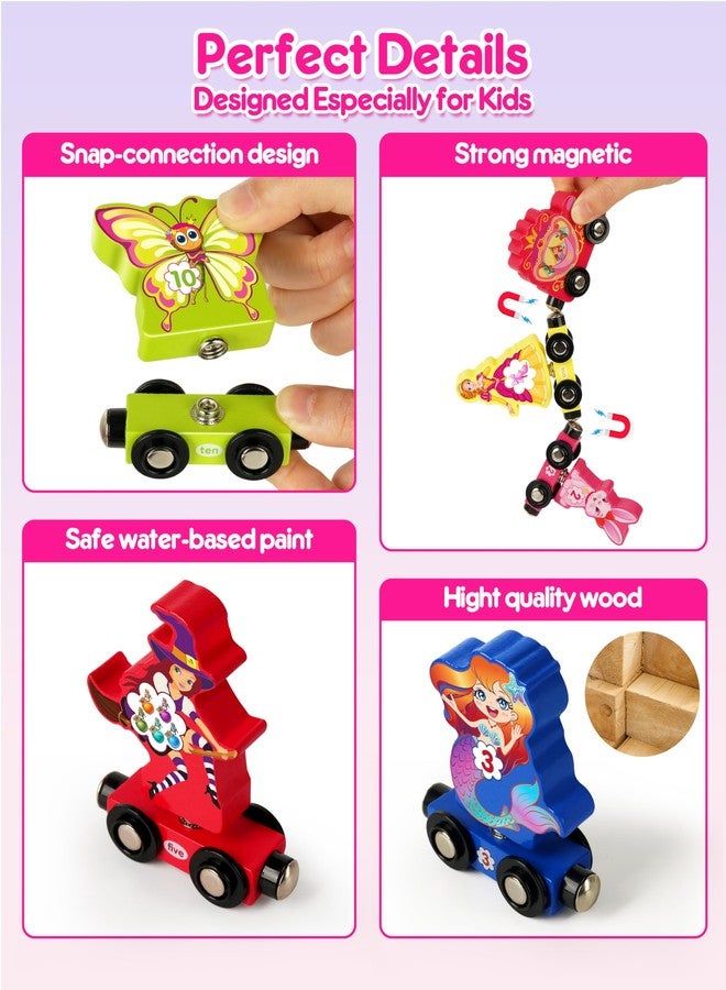 Helsort Wooden Number Train Set for Toddlers, Magnetic Unicorn Trains Toys, Numbers Matching Game for Ages3-5, Toddler Learning Toys, Fine Motor Skills Preschool Activities Birthday Gifts for Girls - Image 4