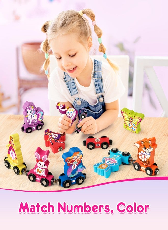 Helsort Wooden Number Train Set for Toddlers, Magnetic Unicorn Trains Toys, Numbers Matching Game for Ages3-5, Toddler Learning Toys, Fine Motor Skills Preschool Activities Birthday Gifts for Girls - Image 3