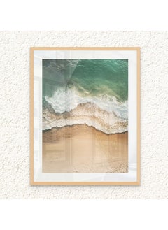 Art Decor Art Decor Framed Fine Art of Ocean Green Beach Waves Portrait Coastal Print with Matt Board Wall Décor for Living Room Bedroom Home Office Hotel Gifting  - Image 1