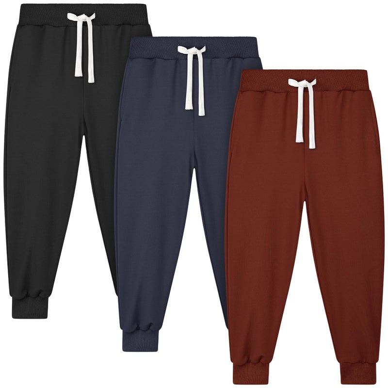 Resinta 3 Pack Toddler Boys Sweatpants Kids Active Jogger Pants Boys Casual Athletic Pull On Pants with Drawstring Pockets - Image 1