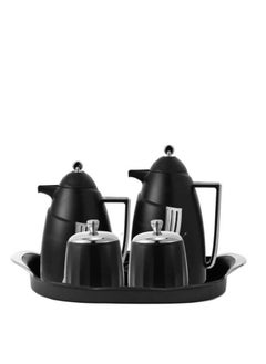 Alostoura Tea and Coffee Thermos Set – 5 Pieces with a Modern, Elegant, and Attractive Design in a Magical Black Color 