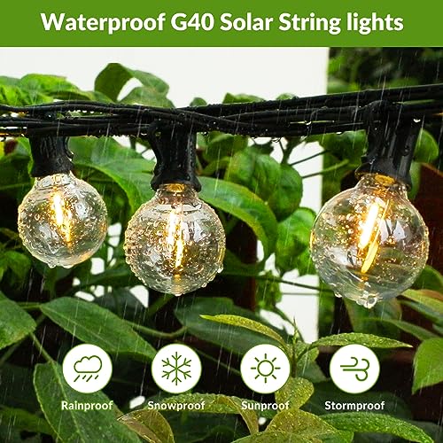 Lakumu 50FT Solar String Lights, Waterproof LED Outdoor String Lights, G40 Globe Patio Lights Solar Powered with 27 Shatterproof E12 Bulbs, 2700K Solar Lights for Outside Porch Garden Backyard Party Decor - Image 2