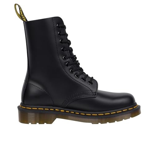 Dr Martens د. مارتنز، حذاء جلد 1490 10 عيون للرجال والنساء، أسود ناعم، 6 أمريكي نساء/5 أمريكي رجال - Image 3