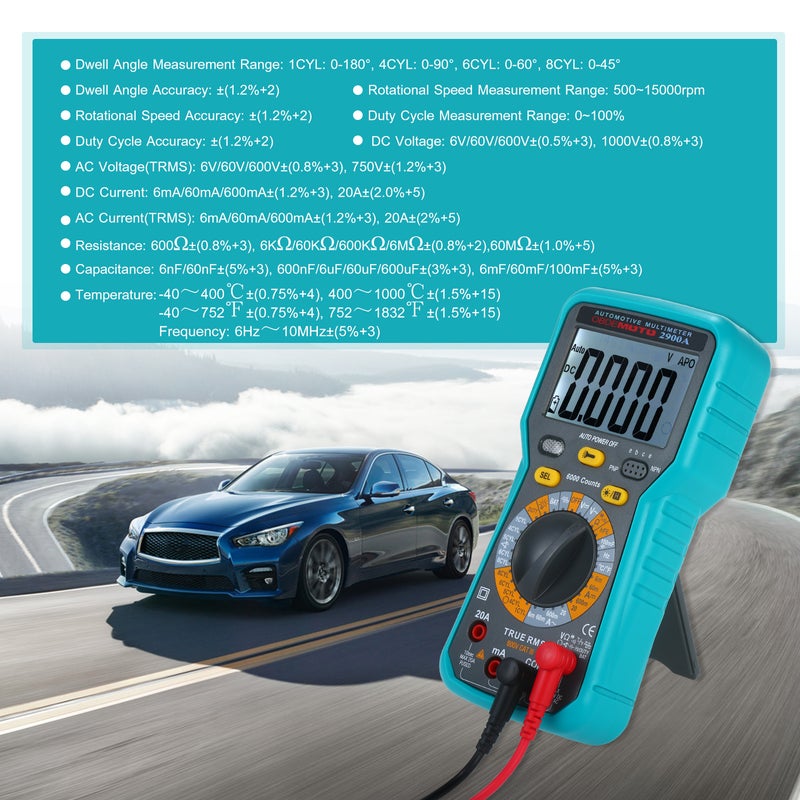 6000 Count LCD Digital Automotive Multimeter True RMS Universal Tester with Flashlight - Image 4