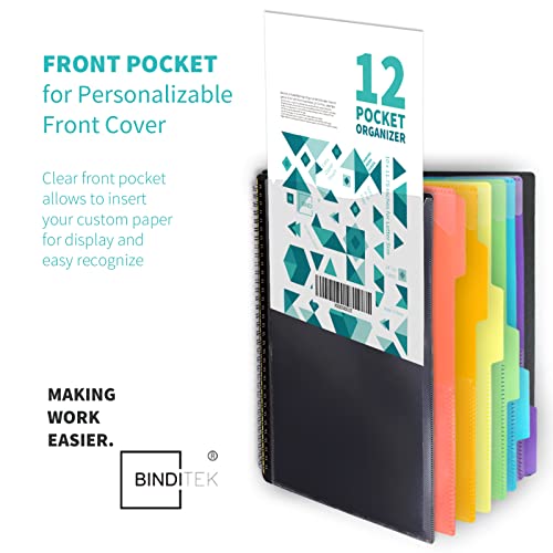 Binditek 2 Pack 12 Pocket Poly Project Organizer with 6 Dividers, Heavyduty Folder Organizer Binder with Front Cover Pocket, Metal Wire Binding Spine, Letter Size, for Students and Coworkers - Image 3