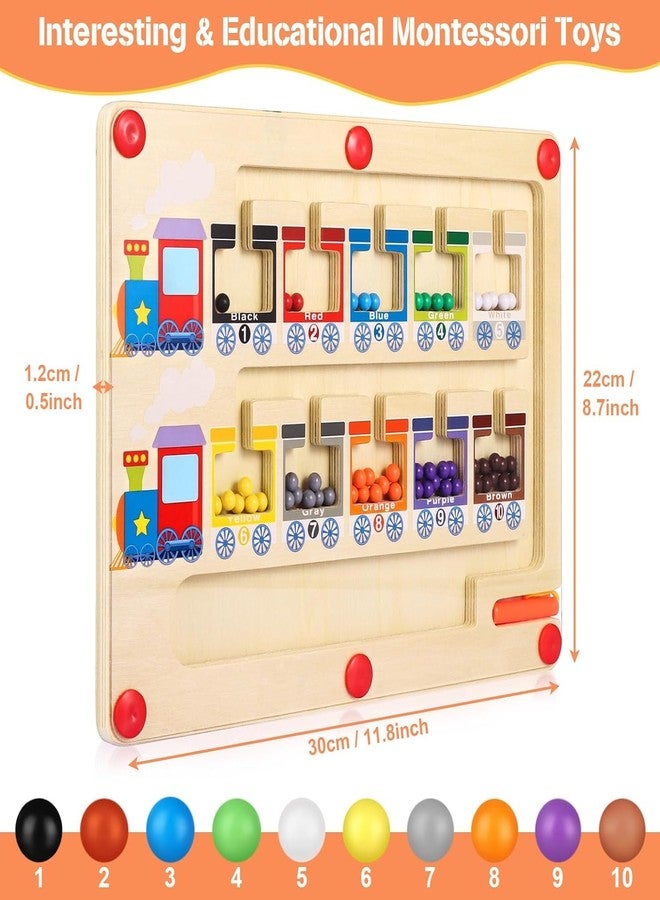 P SQUARE Magnetic Color and Number Maze, Montessori Toys Wooden Magnet Board, School Educational Toys Must Haves for Kids, Montessori Fine Motor Skills Toys for 3 Year Old Boys & Girls (Train) - Image 2