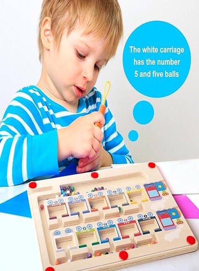 P SQUARE Magnetic Color and Number Maze, Montessori Toys Wooden Magnet Board, School Educational Toys Must Haves for Kids, Montessori Fine Motor Skills Toys for 3 Year Old Boys & Girls (Train) - Image 5