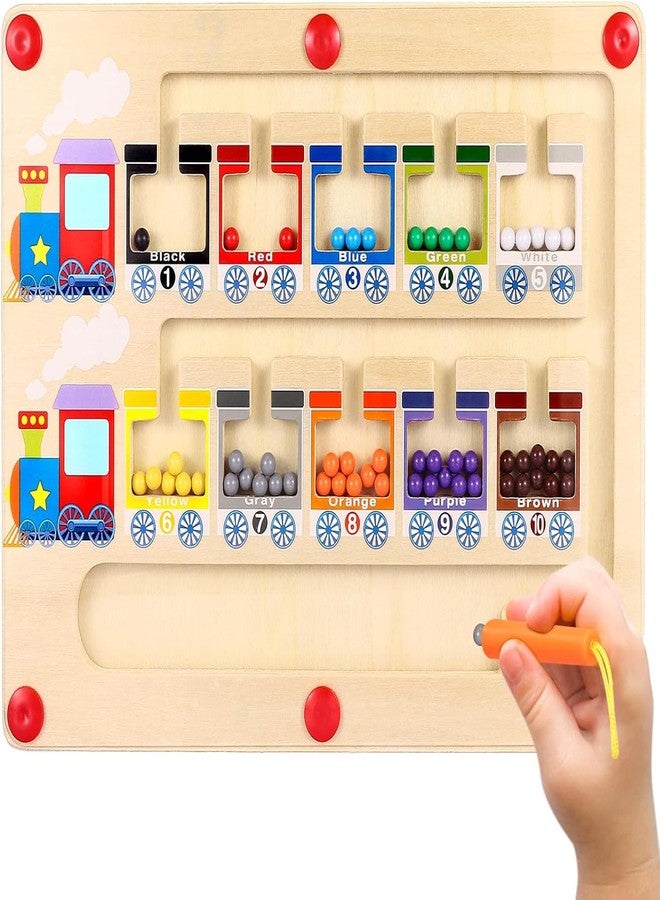 P SQUARE Magnetic Color and Number Maze, Montessori Toys Wooden Magnet Board, School Educational Toys Must Haves for Kids, Montessori Fine Motor Skills Toys for 3 Year Old Boys & Girls (Train) - Image 1