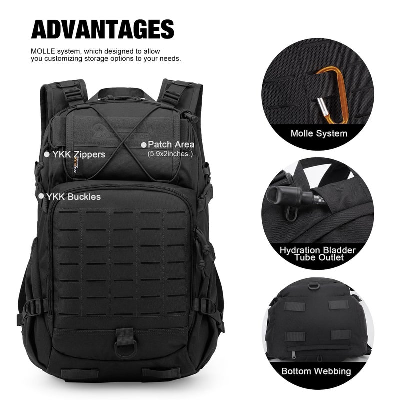 Mardingtop Small Military Tactical Backpack for Men,25L Molle Cordura Backpack for Hiking,Camping,Rucking - Image 3