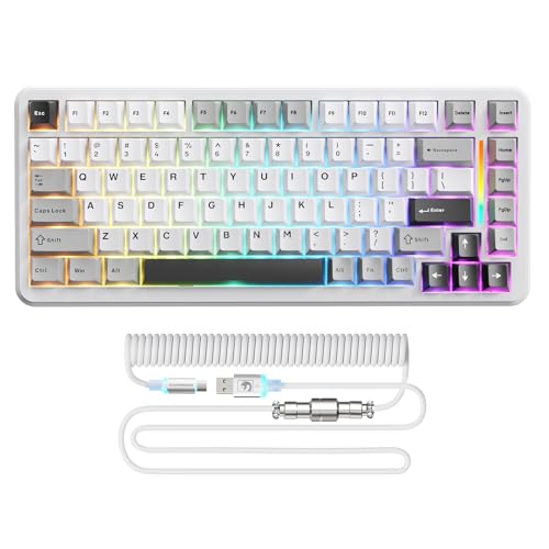 MAMBASNAKE M82 HE Hall Effect Magnetic Switch 75% Rapid Trigger Gaming Keyboard 8KHz Magnetic Keyboard with 0.01mm RT Accuracy, Support RT/Snap Tap/DKS with RGB Lighting Coiled Cable-Starlight White - Image 1