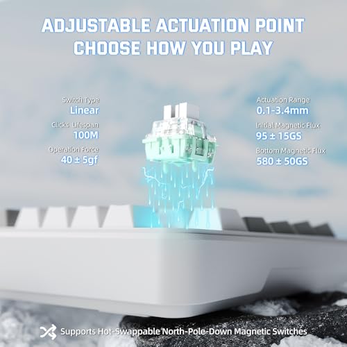 MAMBASNAKE M82 HE Hall Effect Magnetic Switch 75% Rapid Trigger Gaming Keyboard 8KHz Magnetic Keyboard with 0.01mm RT Accuracy, Support RT/Snap Tap/DKS with RGB Lighting Coiled Cable-Starlight White - Image 4
