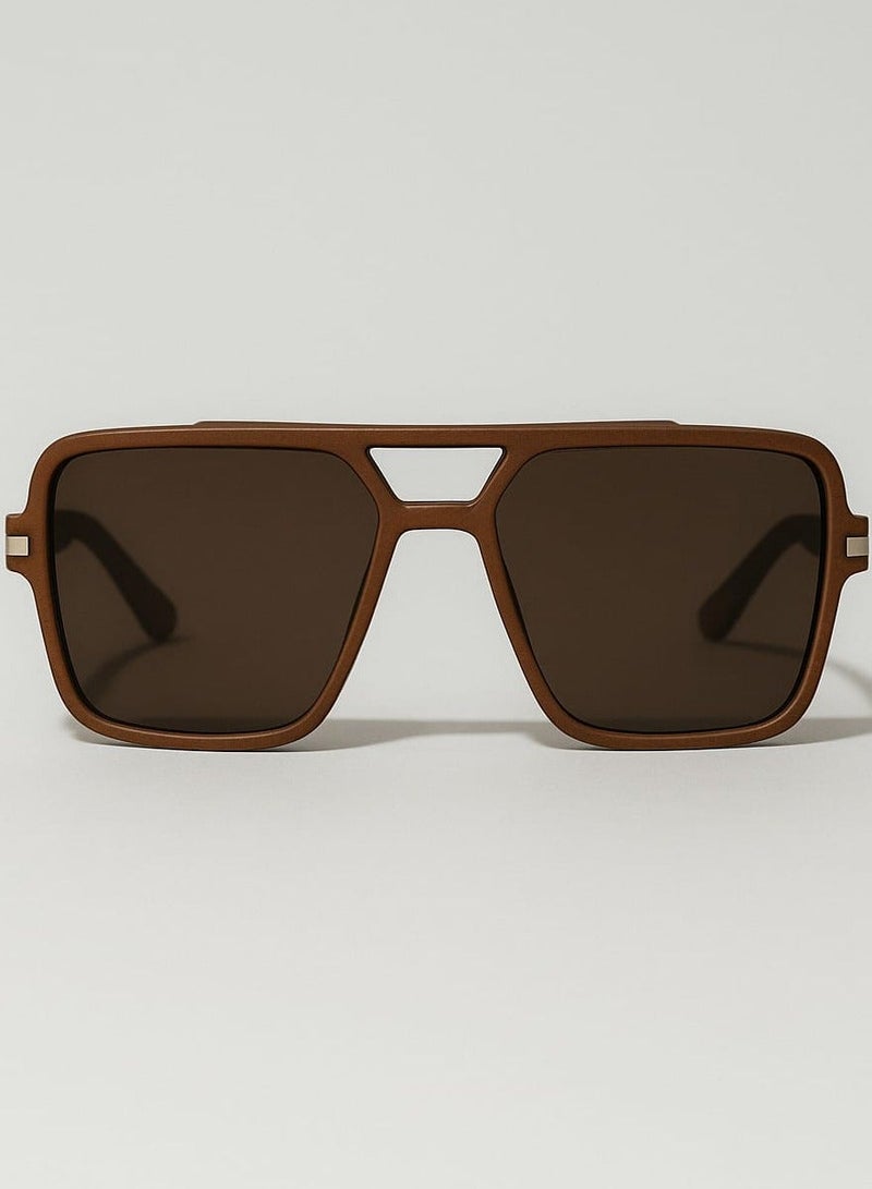 Retro BHR Elite Square Aviator Sunglasses for Men & Women | Matte Brown Frame | Polarized Lenses | Full UV400 Protection - Image 2