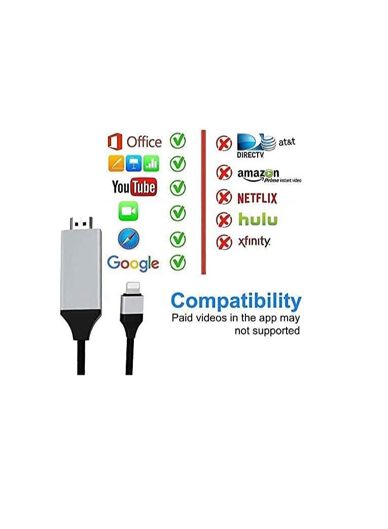 NTECH HDMI Adapter HDTV Cable Adapter Compatible with For iPhone iPad 1080P Digital AV Sync Screen Connector on HD TV Monitor Projector NO Need Power Supply 6.6 Feet - Image 3