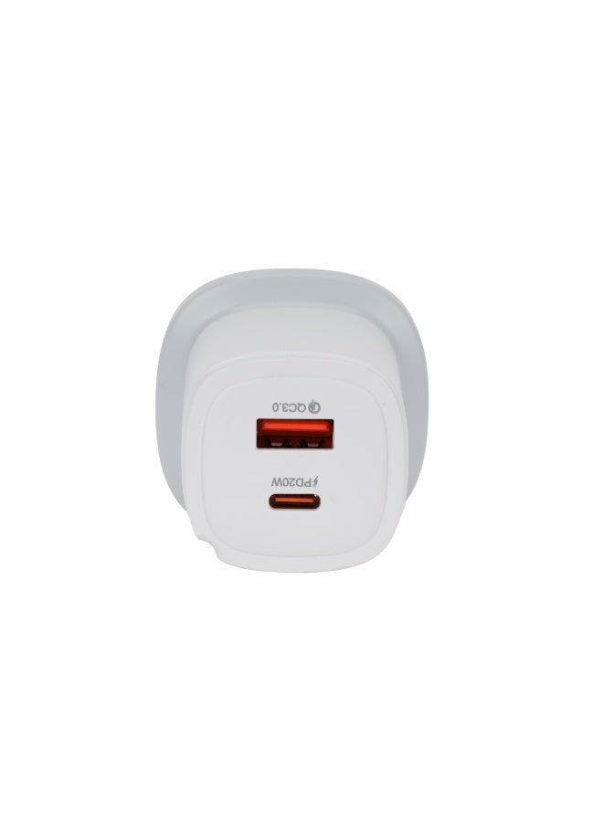 Epsilon Epsilon Wall Charger- EPSWC241/ Dual Ports, 20W Power Quick Charge 3.0, with Blue LED Indicator, Compact and Durable/ White - Image 5