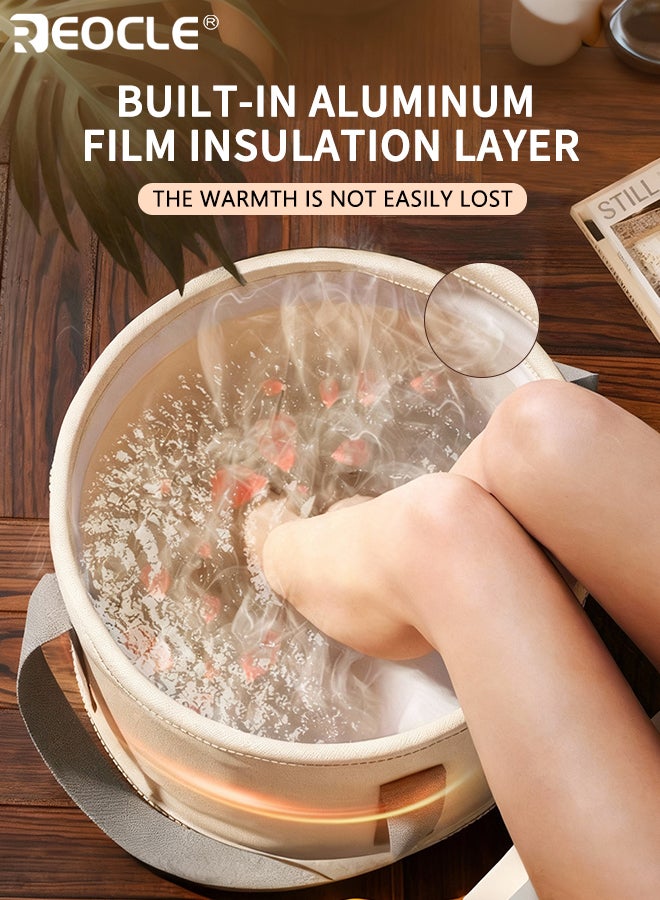 REOCLE Foot Spa Bath with Portable Foldable Design and Ergonomic Handles Soaking Foot Bucket with Non-Toxic Material for Home Travel Relaxation - Image 2