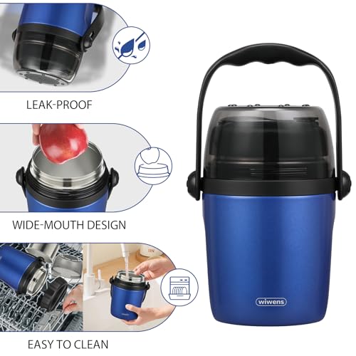 wiwens 32oz Lunch Containers for Adults Kids Soup Thermo for Hot Food Jar Stainless Steel Insulated Vacuum Leak Proof Wide Mouth Thermal Bento Box with Spoon and Tritan Lid - Image 5