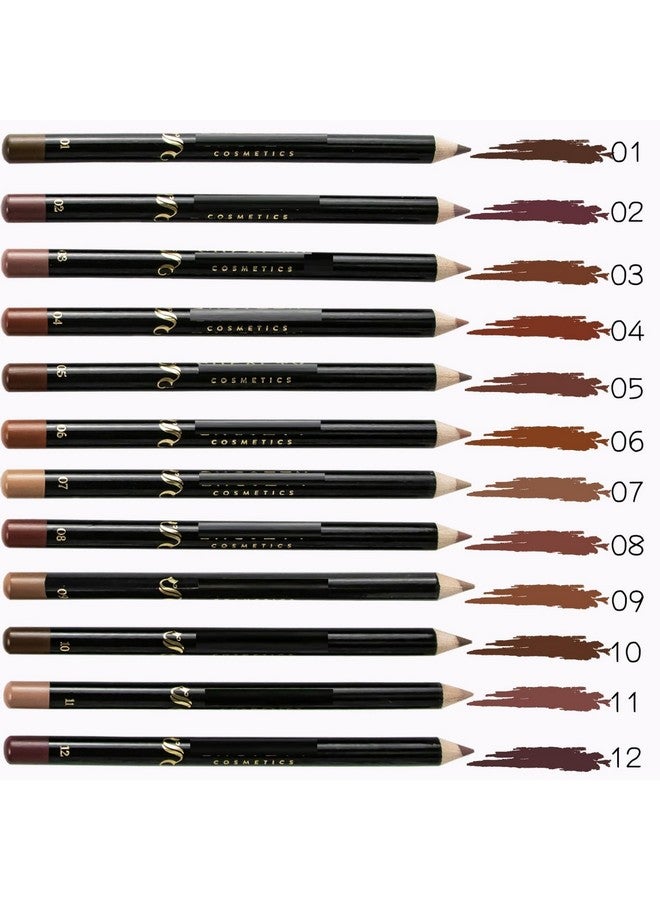 MAEPEOR Matte Lip Liner 12 PCS Nude Brown Series Highly Pigmented and Smoothly Velvet Lipliner Pencil Set Long Lasting and Waterproof Durable Lip Liners (12PCS-4) - Image 2