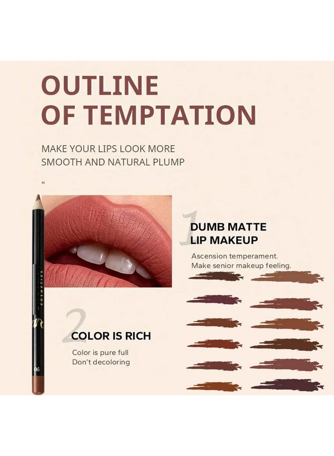 MAEPEOR Matte Lip Liner 12 PCS Nude Brown Series Highly Pigmented and Smoothly Velvet Lipliner Pencil Set Long Lasting and Waterproof Durable Lip Liners (12PCS-4) - Image 4