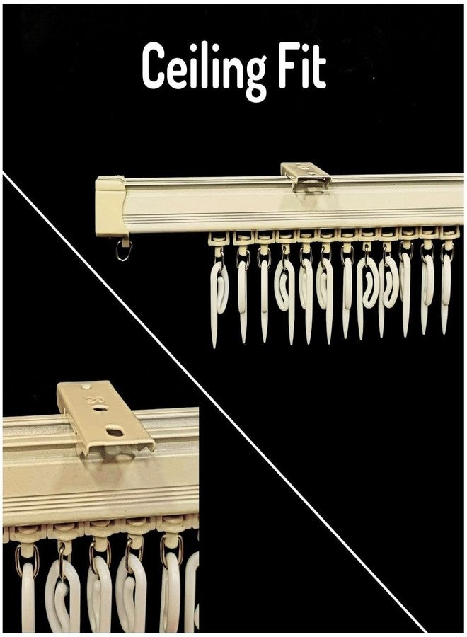 FAPBADRI M Track Curtain Channel Ceiling Bracket / Clamp, Powder Coated Ivory Colour, Mild Steel, Screws & wallplugs Included, Pack of 4 Pieces - Image 2
