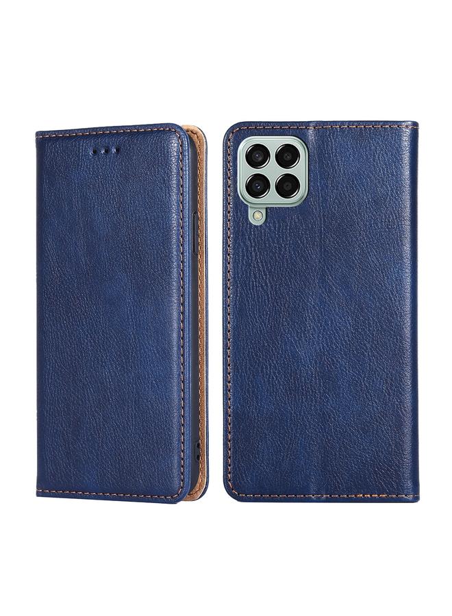 اس-توب جراب لهاتف Samsung Galaxy M33 5G، جراب هاتف جلدي مغناطيسي بلون سادة لامع وزيتي - Image 1