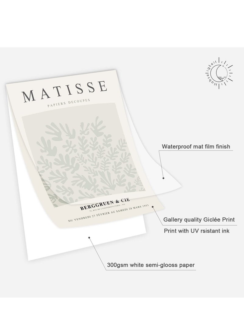Excefore Sage Green Master Wall Art Prints,Abstract Matisse Exhibition Posters , Vintage Boho Art, Retro Room Decor,Aesthetic Bedroom Art(8x10 Inch, Unframed) - Image 3