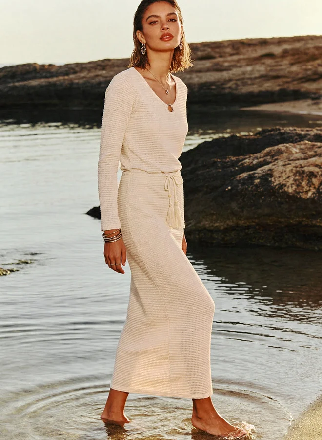 2Xtremz 2Xtremz Maxi A-line Textured Skirt with Tie-Up