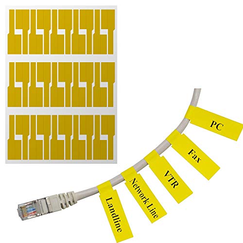 Mr-Label® US Letter Sheet Self-Adhesive Cable Label - Waterproof | Tear Resistant - with Free Print Tool - for Laser Printer (20 Sheets (600 Labels), Yellow) - Image 1