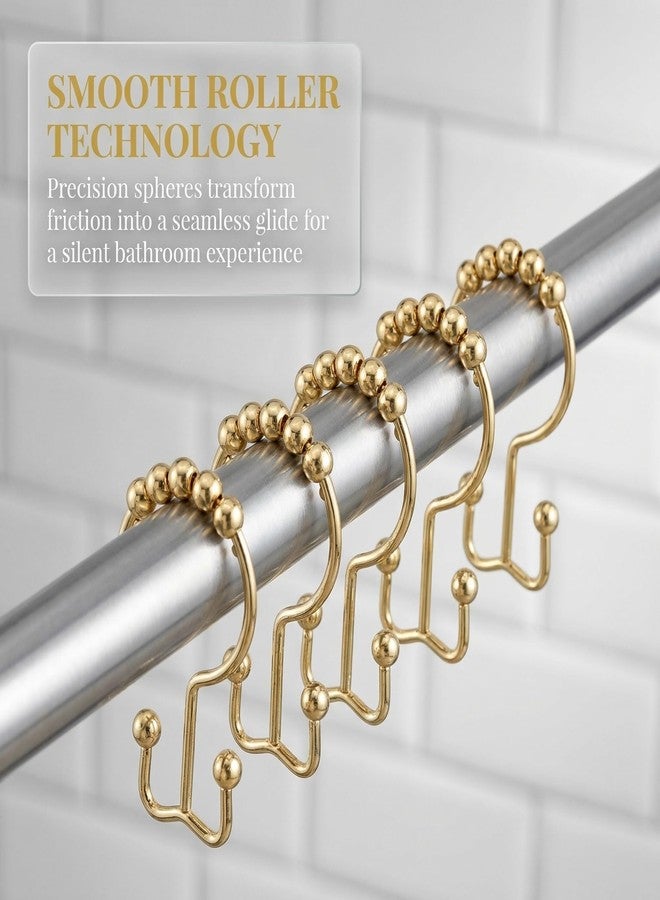 Vipdrive Shower Curtain Hooks Rings, Rust Resistant Metal Hangers Double Glide Bathroom Accessories for Rods Curtains, 12 PCS, Gold - Image 5