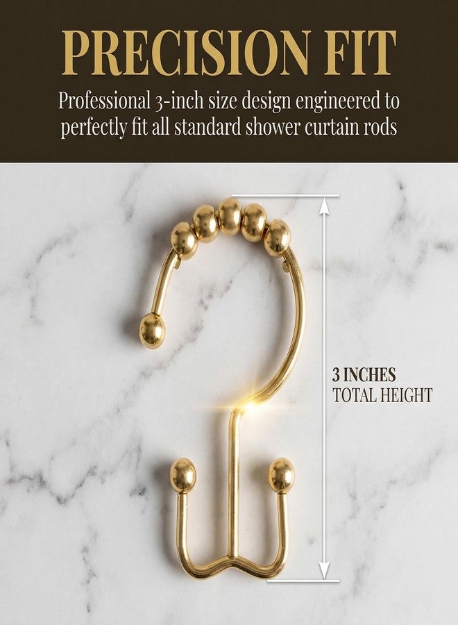 Vipdrive Shower Curtain Hooks Rings, Rust Resistant Metal Hangers Double Glide Bathroom Accessories for Rods Curtains, 12 PCS, Gold - Image 3