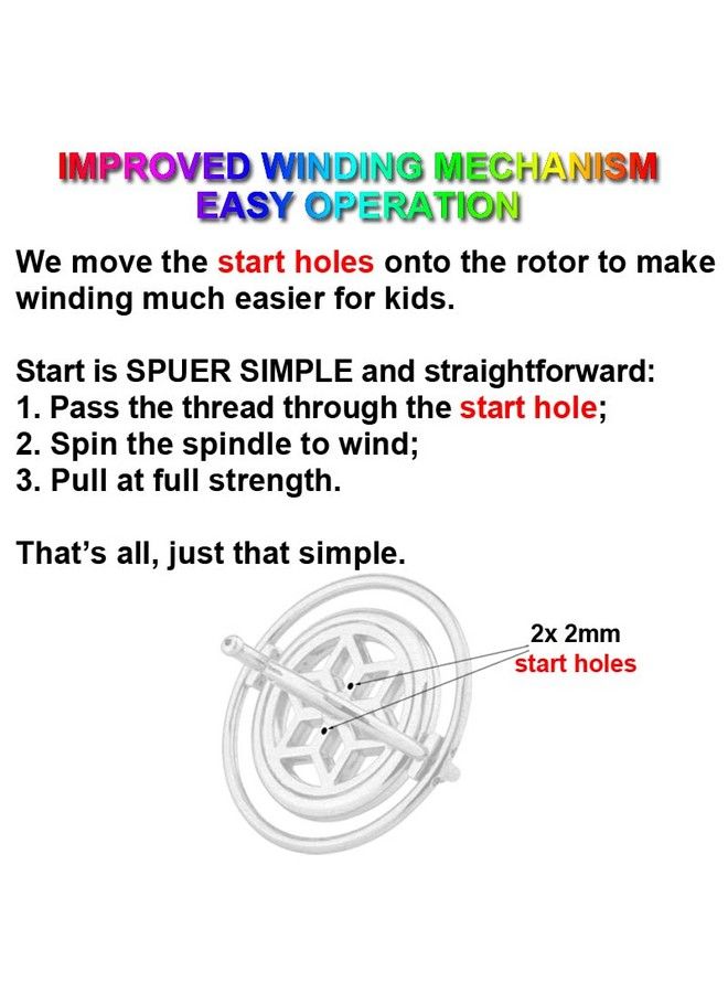 DjuiinoStar Premium Gyroscope: Sturdy&Durable Pass 2Nd Floor Drop Test Long Spin Time (Play Tricks At Ease Use Ball Bearings) Educational Physics Anti Gravity Toy Dg 5B  - Image 5