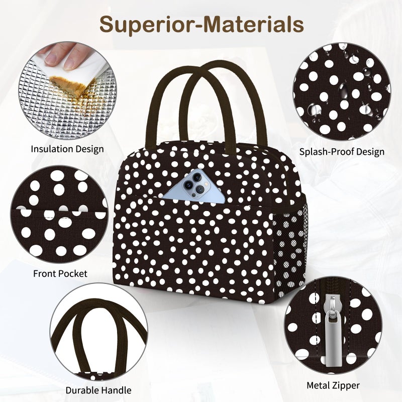 DALINDA Lunch Bag Lunch Box for Women Men Reusable Insulated Lunch Tote Bag,Leakproof Thermal Cooler Sack Food Handbags Case High Capacity for Travel Work Picnic Beach - Image 2