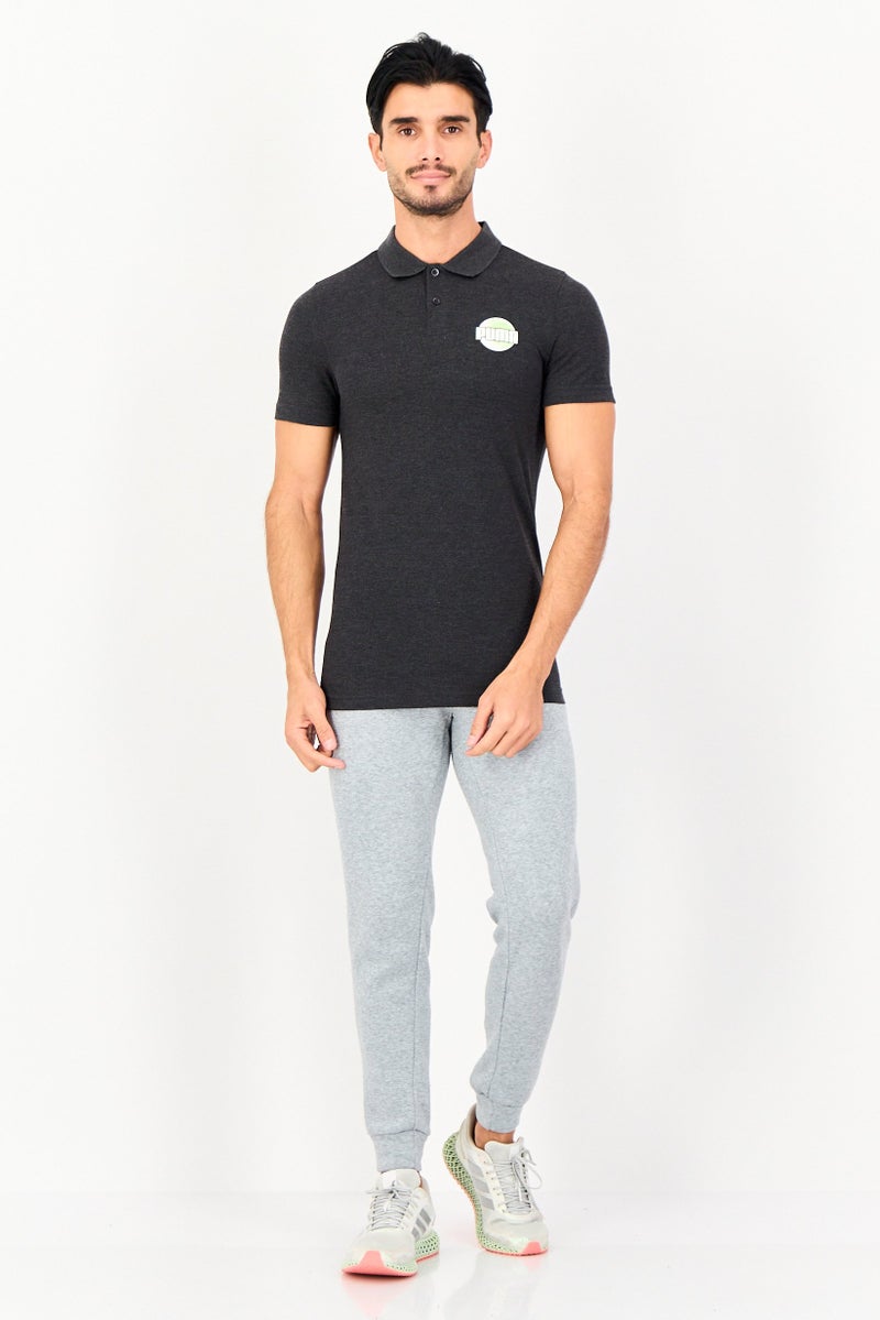 PUMA قميص بولو قصير الأكمام للرجال بتصميم نحيف، رمادي داكن - Image 2
