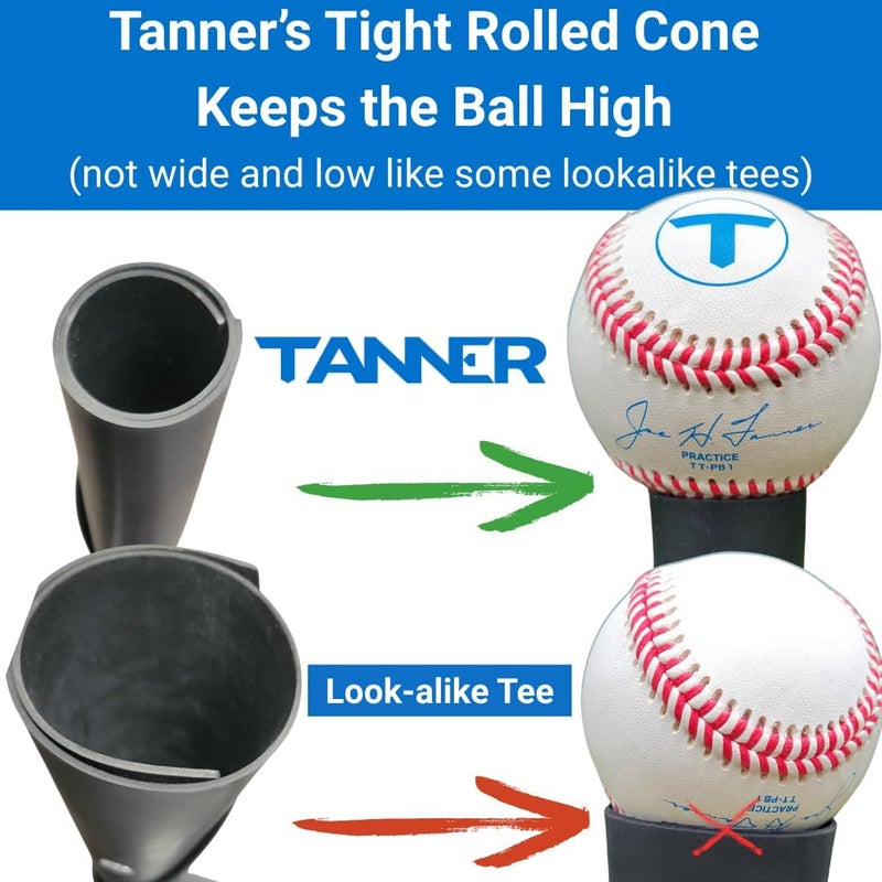 Tanner Tee The Original Batting Tee – Adjustable Pro Hitting Tee for Baseball & Softball, Steel Shaft, Composite Base, Hand-Rolled Rubber Top, 26"-43" Height - Image 2