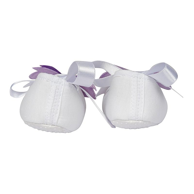 Rsmart Infant New Baby Toddlers Boys and Girls Cotton White Sandal Ribbon Booties With Purple Butterfly Patch [RSM_65] - Image 2