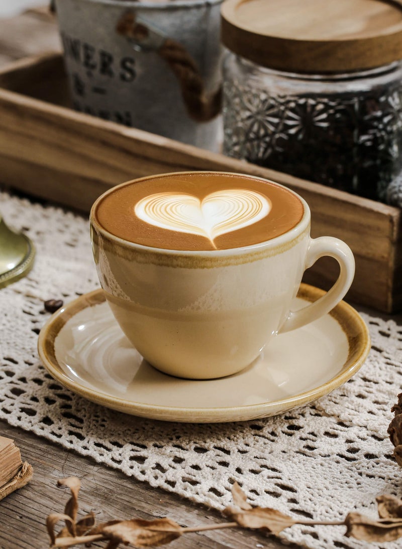 Shuer Ceramic coffee cup, Latte coffee cup，Cappuccino coffee cup，Cup and Saucer Set Suitable for Home Office Restaurant Gifts Garden Party Home Afternoon Tea Set Ceramic Milk Tea Cup Water Cup - Image 1