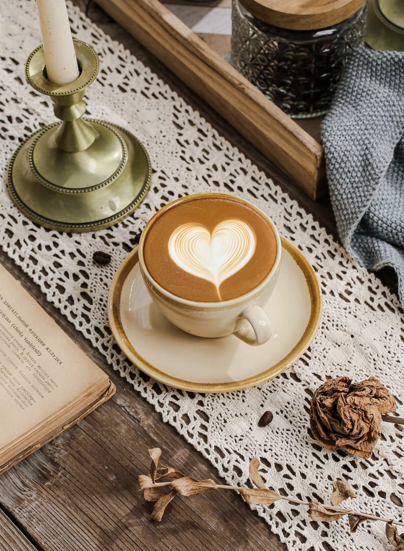 Shuer Ceramic coffee cup, Latte coffee cup，Cappuccino coffee cup，Cup and Saucer Set Suitable for Home Office Restaurant Gifts Garden Party Home Afternoon Tea Set Ceramic Milk Tea Cup Water Cup - Image 2