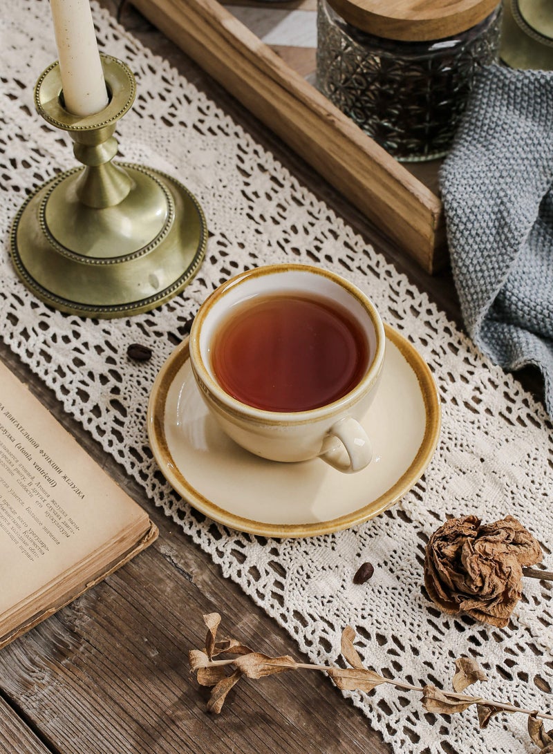 شور كوب قهوة سيراميك، كوب قهوة تركي، طقم فناجين وصحن مناسب للمنزل والمكتب والمطعم والهدايا والحفلات والحديقة والمنزل ومجموعة شاي بعد الظهر وكوب شاي بالحليب وكوب ماء  - Image 2