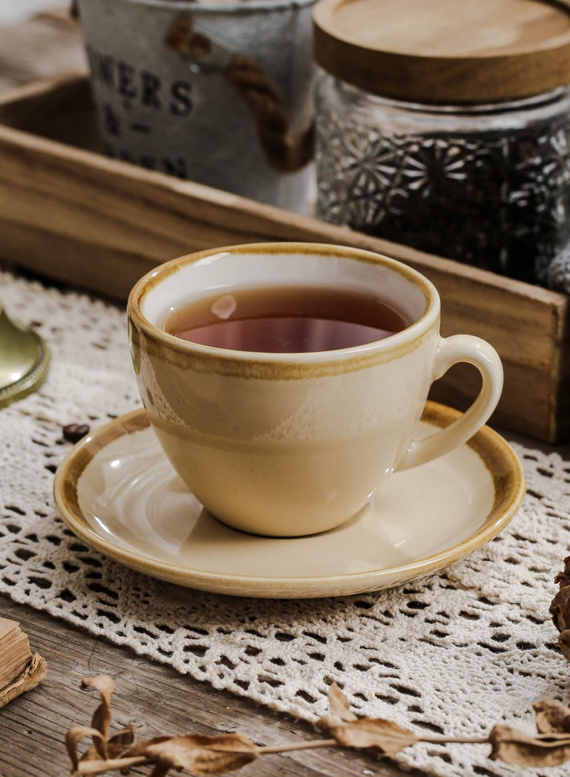 شور كوب قهوة سيراميك، كوب قهوة تركي، طقم فناجين وصحن مناسب للمنزل والمكتب والمطعم والهدايا والحفلات والحديقة والمنزل ومجموعة شاي بعد الظهر وكوب شاي بالحليب وكوب ماء  - Image 1