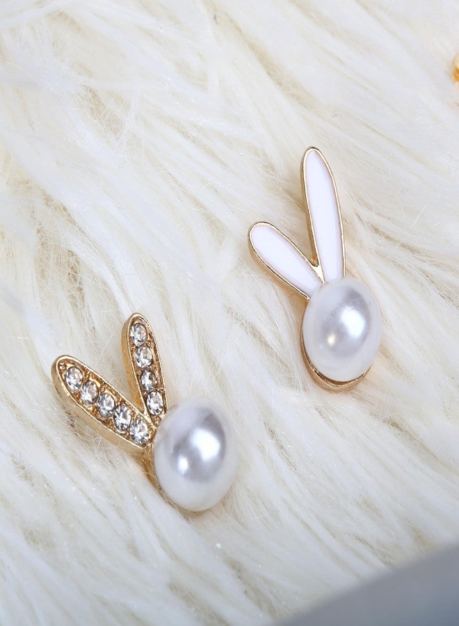 Cifudec Cute Bunny Rabbit Easter Earrings for Women, Trendy Statement Bunny Pearl Stud Earrings, Easter Outfits & Shirt Accessories for Women - Image 2