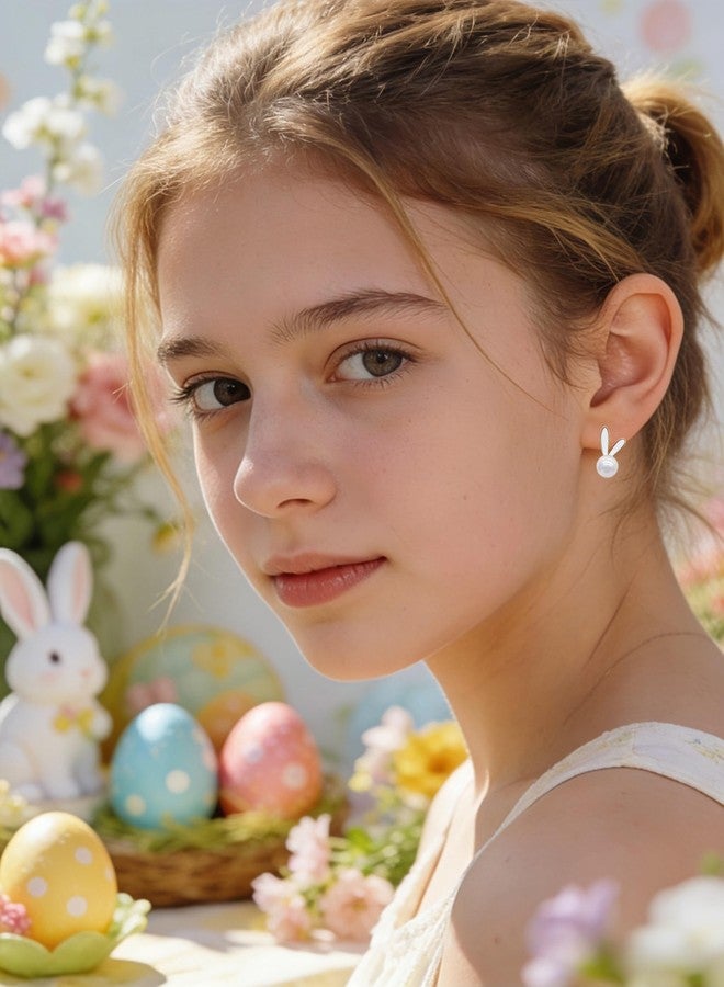 Cifudec Cute Bunny Rabbit Easter Earrings for Women, Trendy Statement Bunny Pearl Stud Earrings, Easter Outfits & Shirt Accessories for Women - Image 4