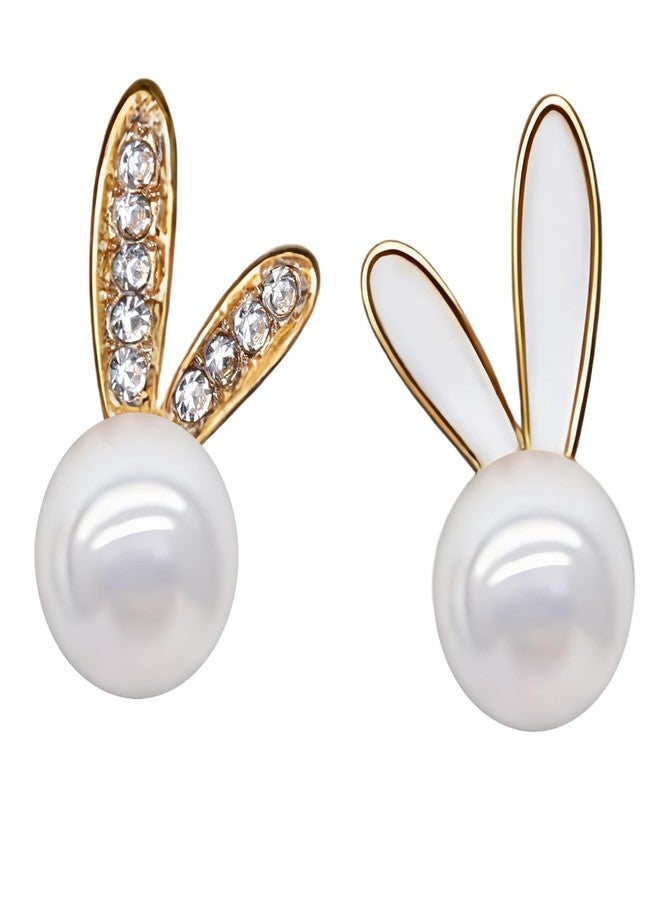 Cifudec Cute Bunny Rabbit Easter Earrings for Women, Trendy Statement Bunny Pearl Stud Earrings, Easter Outfits & Shirt Accessories for Women - Image 1