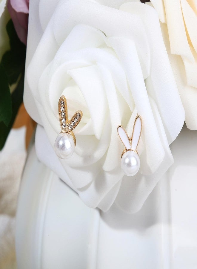 Cifudec Cute Bunny Rabbit Easter Earrings for Women, Trendy Statement Bunny Pearl Stud Earrings, Easter Outfits & Shirt Accessories for Women - Image 3