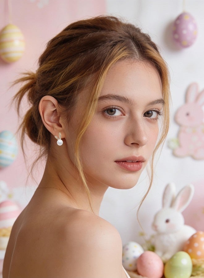 Cifudec Cute Bunny Rabbit Easter Earrings for Women, Trendy Statement Bunny Pearl Stud Earrings, Easter Outfits & Shirt Accessories for Women - Image 5