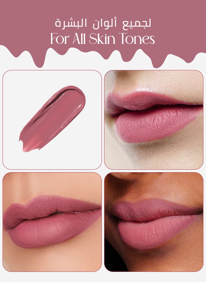 Oulac Matte Liquid Mauve Pink Lipstick for Women, Creamy Matte Texture Lip Gloss, Waterproof, Non-Stick Cup, Extra-Pigmented Lip Tint Stain with Vitamin E & Rose Oil, Vegan, Cruelty-Free - M12 Indie Kiss - Image 2