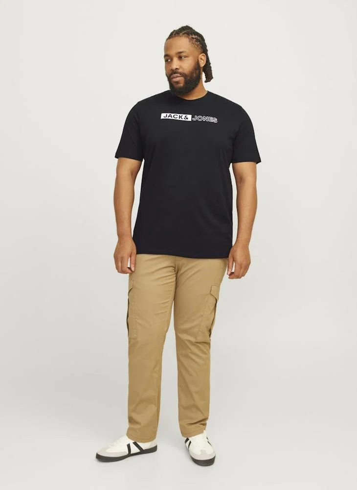 JACK & JONES Logo Plus Size Regular Fit Crew Neck T-Shirt