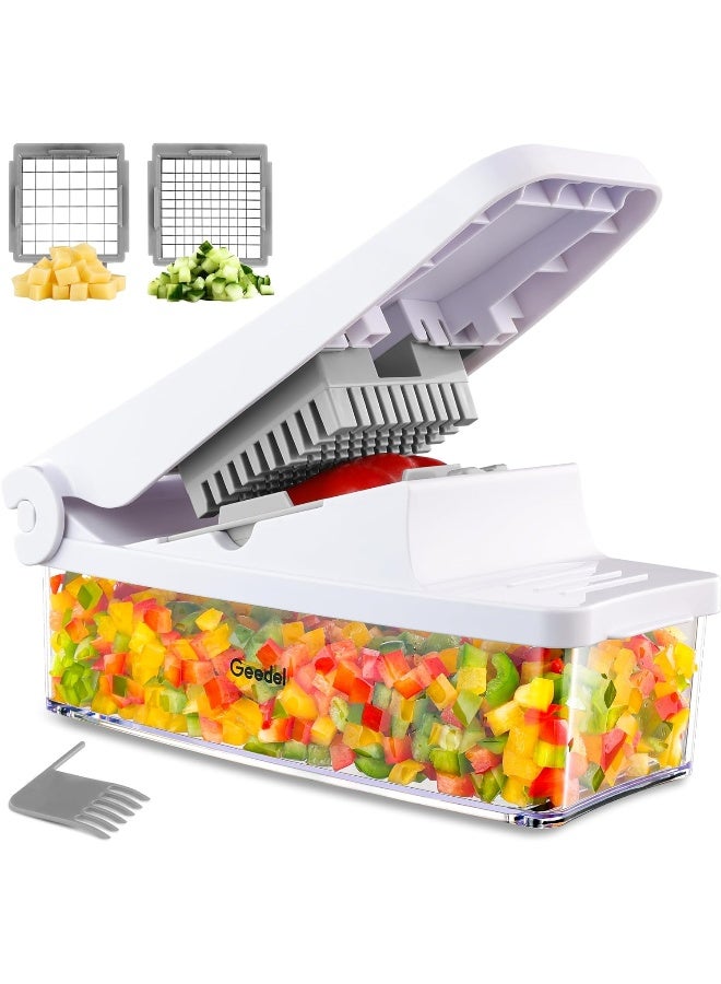 Geedel  Vegetable Chopper, Onion Chopper Pro Food Chopper, Kitchen Vegetable Slicer Dicer Cutter, Veggie Chopper With Container For Salad Onion Potato Carrot (2 In 2, White) - Image 2