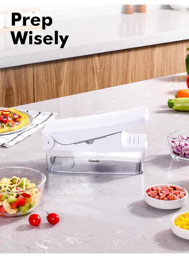 Geedel  Vegetable Chopper, Onion Chopper Pro Food Chopper, Kitchen Vegetable Slicer Dicer Cutter, Veggie Chopper With Container For Salad Onion Potato Carrot (2 In 2, White) - Image 4