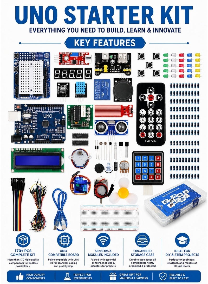 أردوينو UNO R3 Advanced Starter Kit مع ترقيات RFID - تحسين مجلس R3 ، مجلس التوسع ، LCD1602 ، محرك خطوة ، محرك سيرفو ، ومكونات مشروع البداية - Image 5